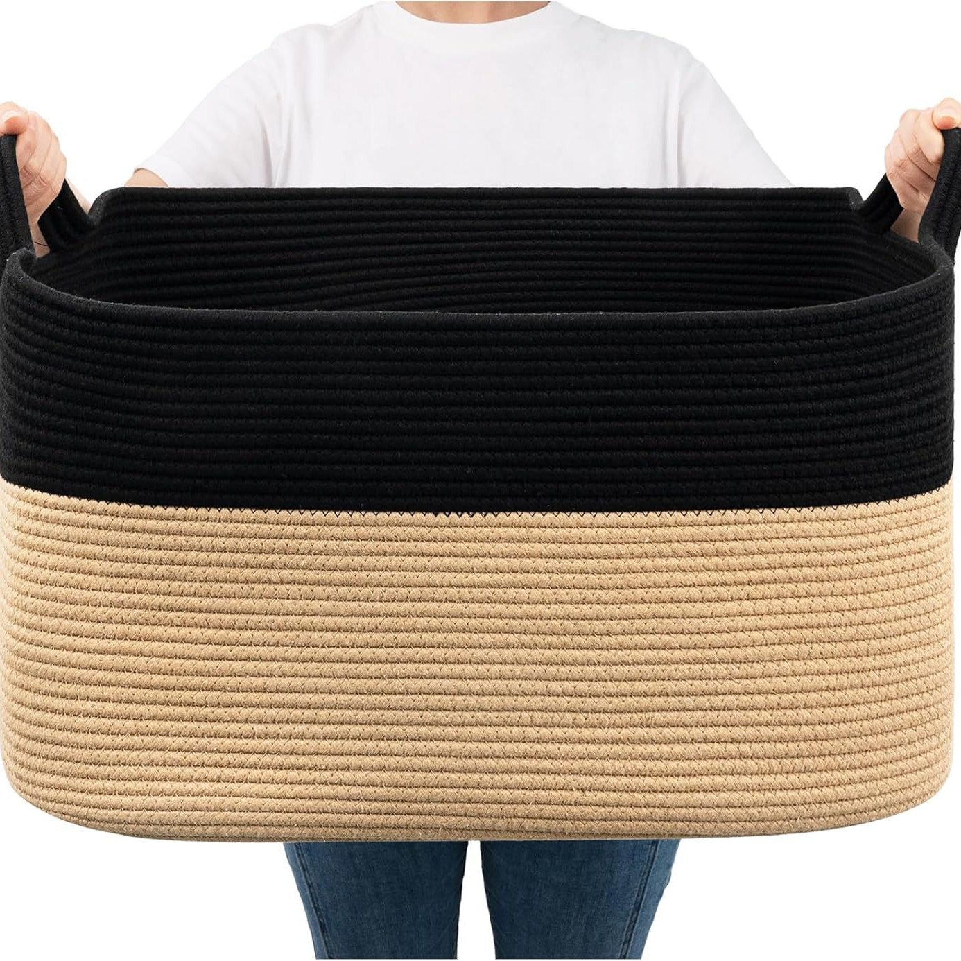 Fábrica directa gran tela de algodón trenzada canasta de ropa sucia canasta de almacenamiento de juguetes armario de dormitorio canasta de almacenamiento plegable