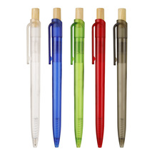 新型rPET可回收环保材料GRS莫兰迪色竹木促销圆珠笔 广告礼品笔