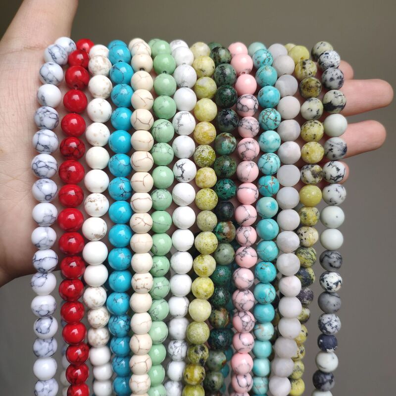 Synthetic turquoise loose beads wholesale Red Line shell loose beads diy bracelet woven loose beads semi-finished products accessories