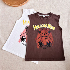 女童T恤2024夏季新款卡通中長款休閒連衣裙韓版兒童無袖休閒上衣