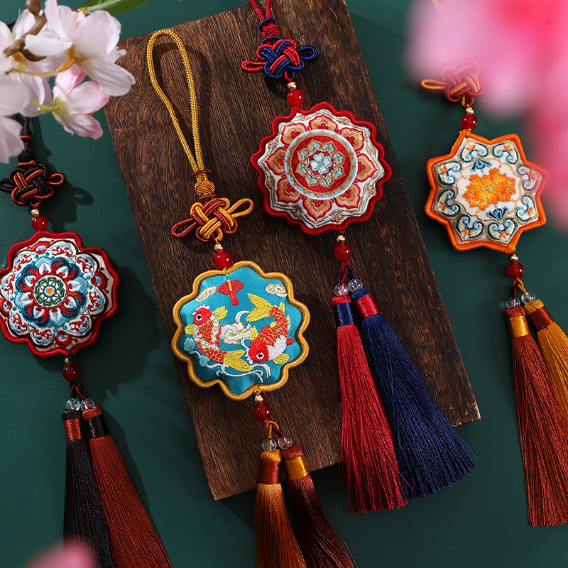 敦煌刺繍フラワーサシェサシェペンダント平和のお守り寺院景勝地文化創造ギフト端午節サシェサシェ|undefined