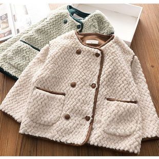 Girls' Western Style Small Fragrance Faux Fur Fur Coat Children's Fur One-piece Thickened Short Woolen Coat Baby's Coat