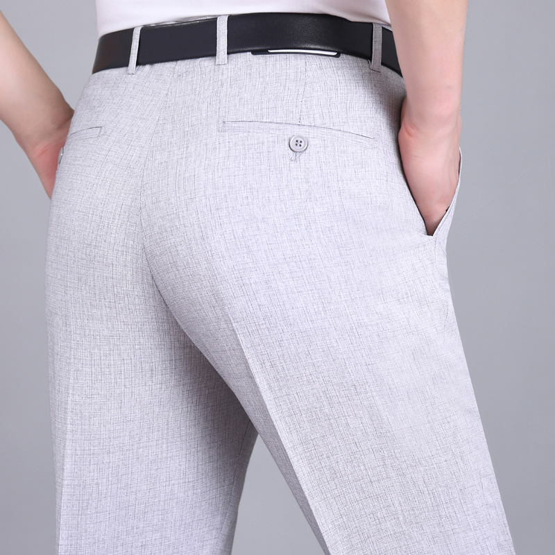 2025 verano nuevo estilo pantalones de hombre, cintura alta fina, pantalones de negocios rectos sueltos, pantalones de papá de mediana edad y ancianos image 6