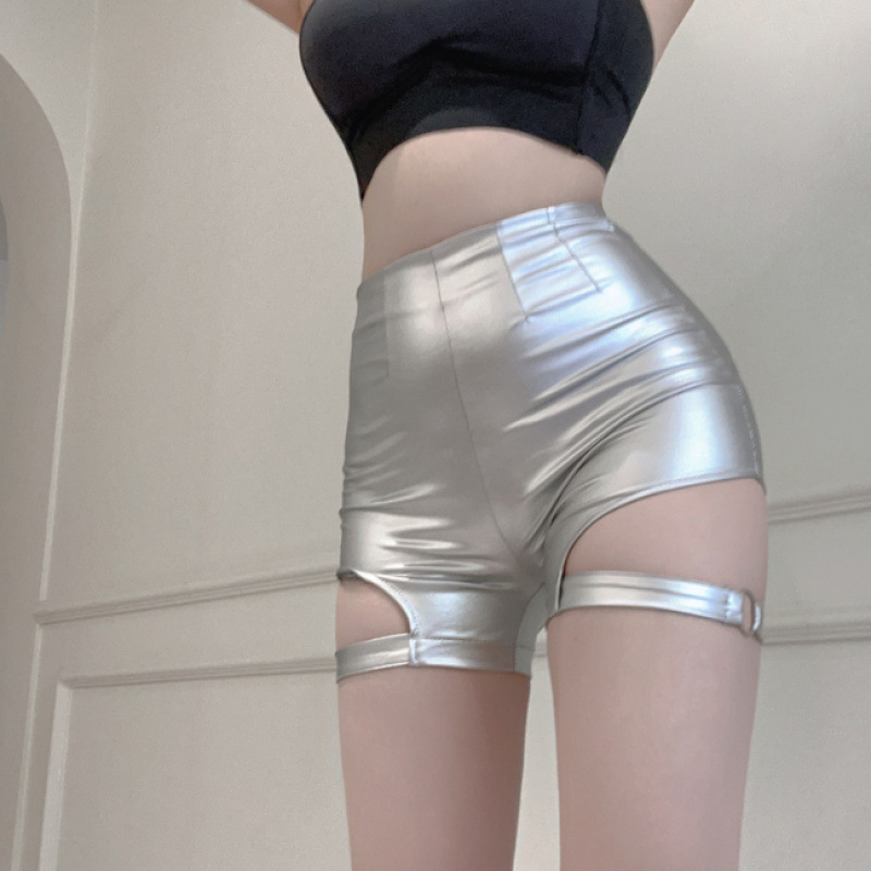 silver Sexy Stretch High Waist Slimming Shorts Women's Pants Tight-Fit Shiny Noodles Wrapped Hip silver Sexy Stretch High Waist Slimming Shorts Women's Pants Tight-Fit Shiny Noodles Wrapped Hip