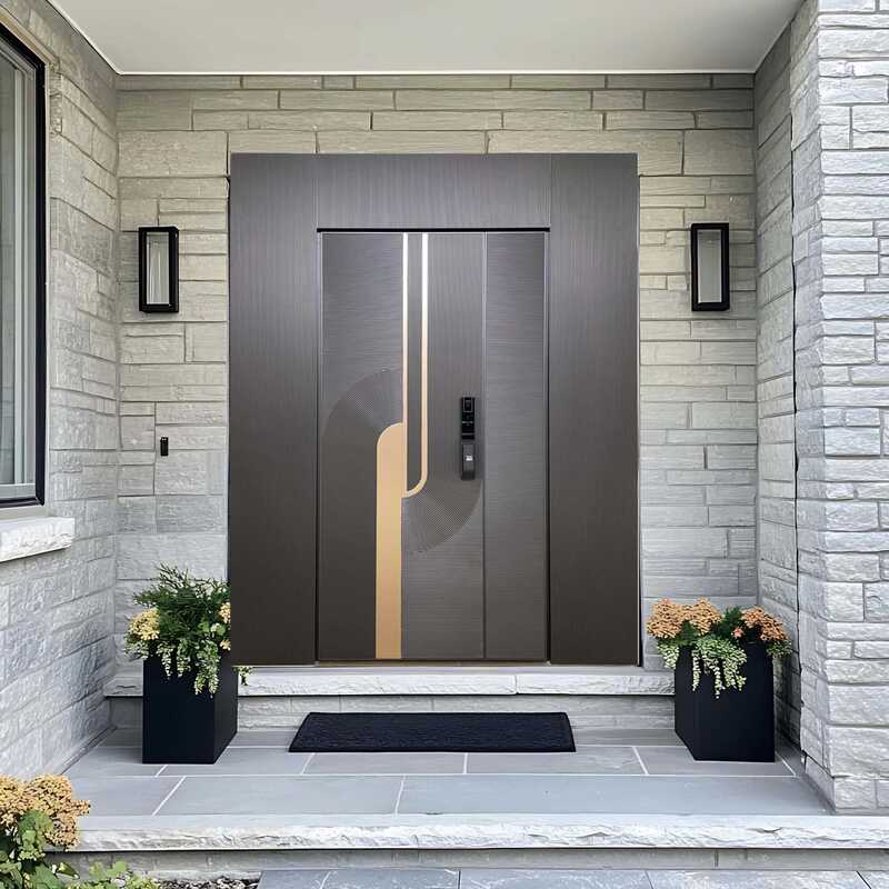 One Door, One Scene, Cast Aluminum Door, Four Millimeter Aluminum Plate Relief Process, Fingerprint Lock, Villa Door, Anti-Theft Door, Flat Panel
