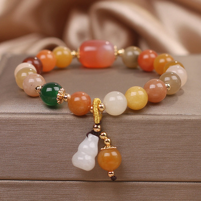 Moda Nacional Internet celebridad natural oro Jade calabaza cuentas calabaza colgante pulsera femenina pulsera regalo pulsera para novia image 1