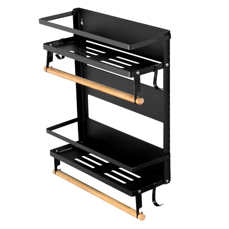 Refrigerador plegable rack de almacenamiento de refrigerador rack de almacenamiento lateral montado en la pared estante de almacenamiento lateral multifuncional