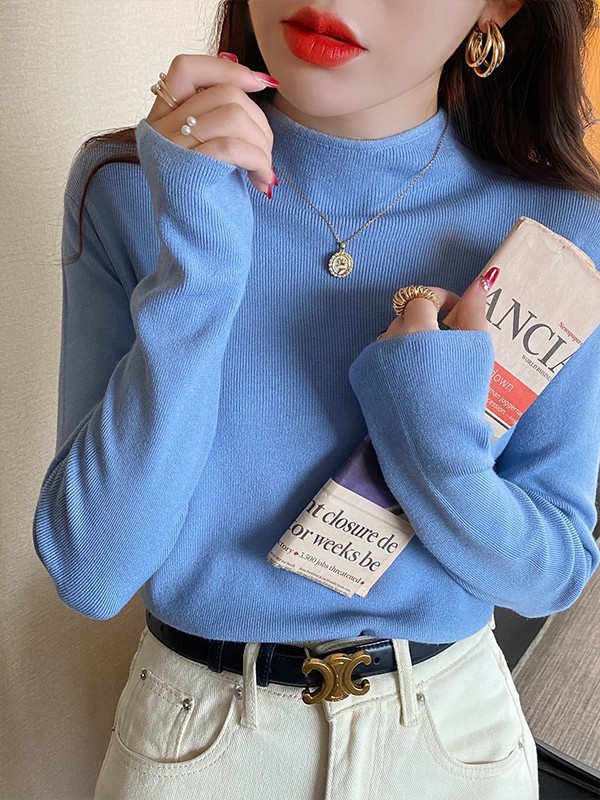 半高领针织打底衫女内搭2025秋季女装新款修身洋气毛衣长袖上衣|undefined