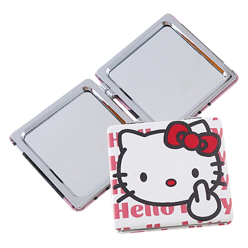 Espejo plegable Sanrio espejo cosmético portátil espejo de maquillaje de mano de dibujos animados cuadrado pequeño espejo lindo regalo espejo