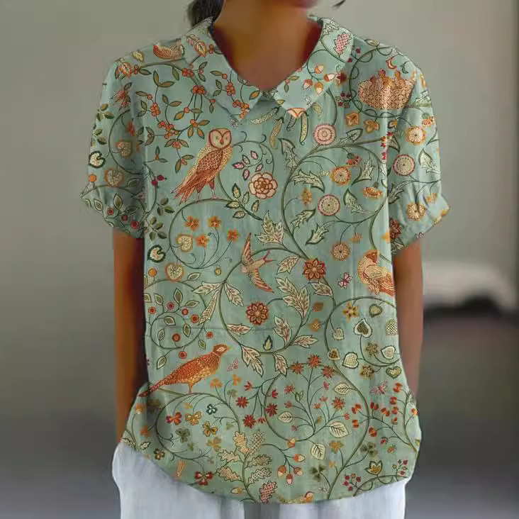 Fuente de fábrica de comercio exterior estación independiente de burbujas de verano monzón camisa de manga corta camisa de flores