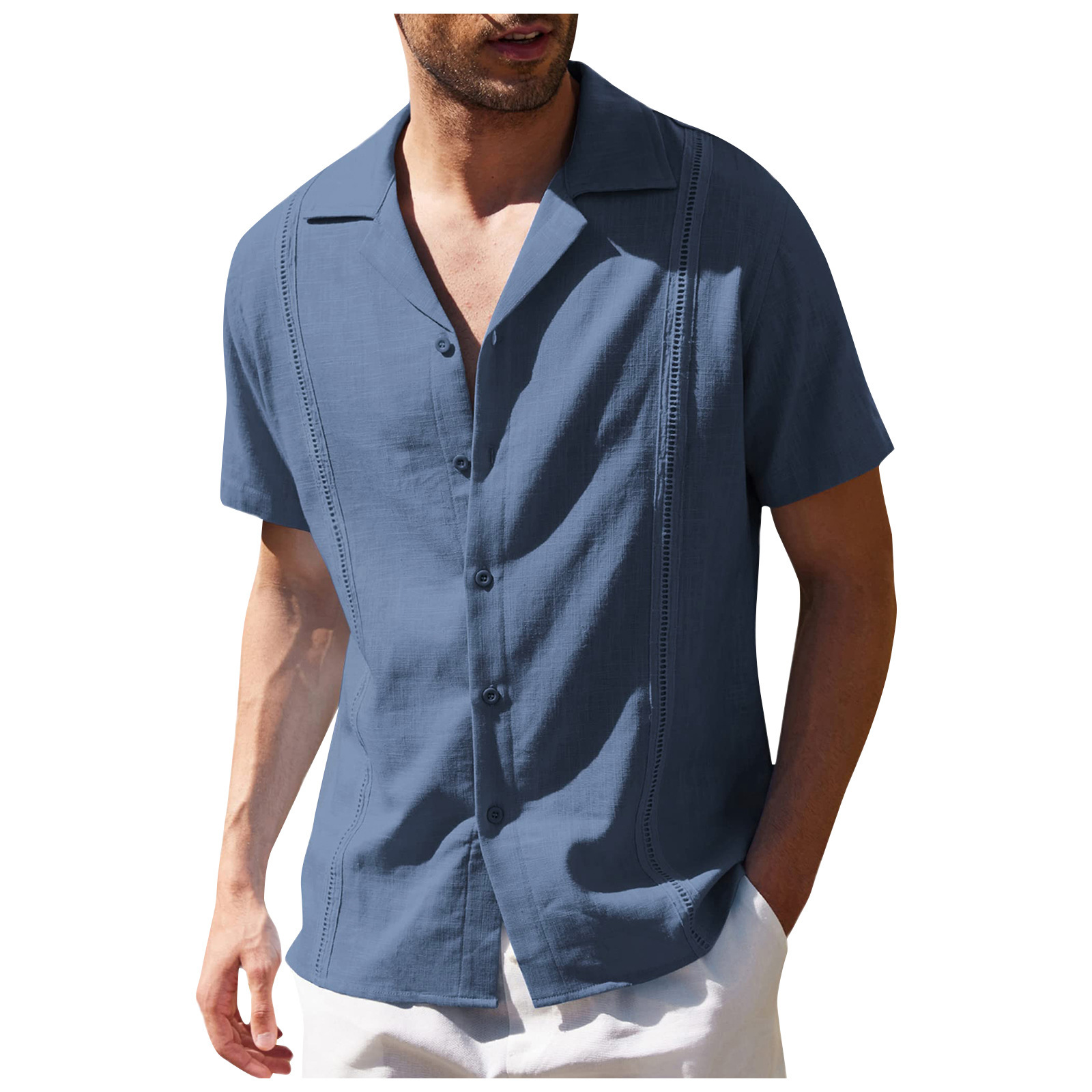 Men's Solid Color Simple Style Turndown Short Sleeve Slim Men's T-shirt display picture 6