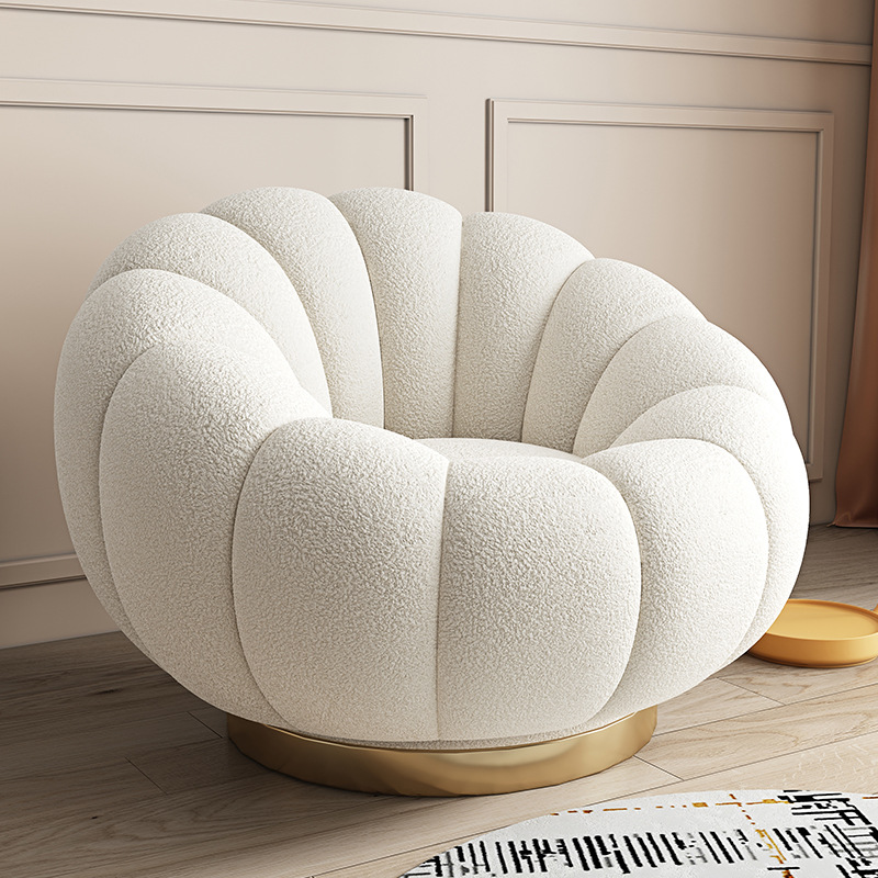 Q*L Lamb Fleece Tatami Modern Bedroom Balcony Sofa Chair with Rotating Pumpkin Sofa Lazy Sofa
