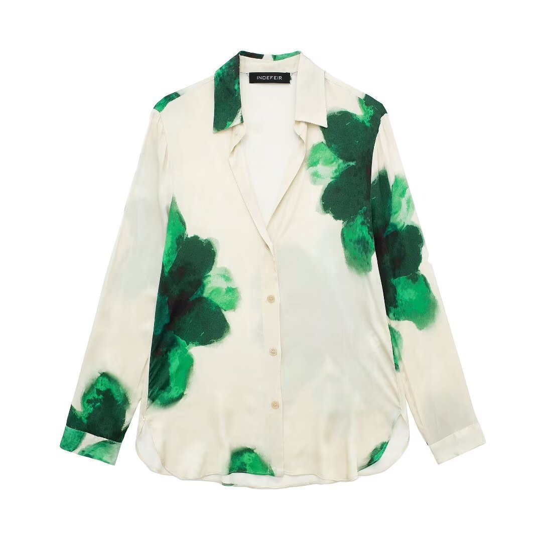 Women's 2024 Summer New Vertical Shirt and Printed Pants Set_voghion.com