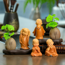 慧能和尚摆件茶桌沙弥创意中式办公室桌面装饰小摆件新款树脂公仔