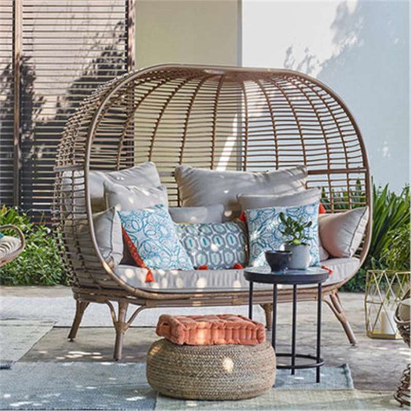 Silla de caña swinging popular en línea al aire libre, silla colgante de nido de pájaros, cama redonda interior y exterior, balcón de alojamiento residencial, lugar escénico, combinación de sofá perezoso