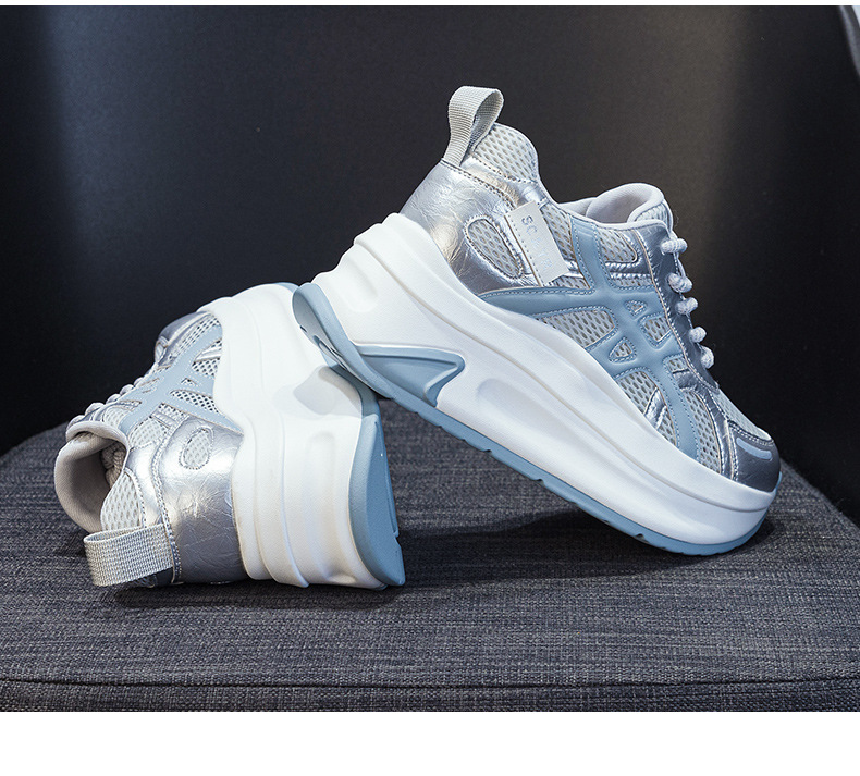 Giày sneaker nữ đế dày tăng chiều cao phong cách thể thao — M2852 be, M2852 xanh, M2852 vàng chi tiết 21