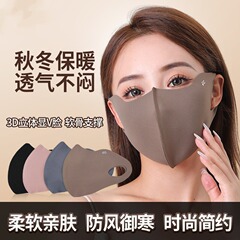 秋冬季加厚款双面德绒口罩防寒防风防尘高颜值护眼角保暖口罩批发