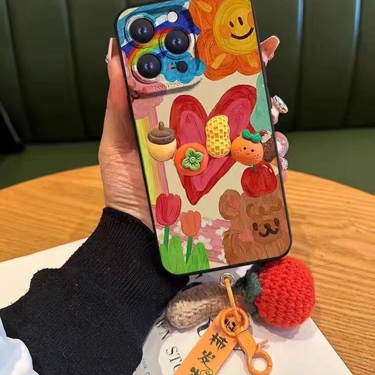 Pintura al óleo graffiti amor oso para Huawei mate40Pro mensajero Apple 16promax funda para teléfono móvil femenino 16p