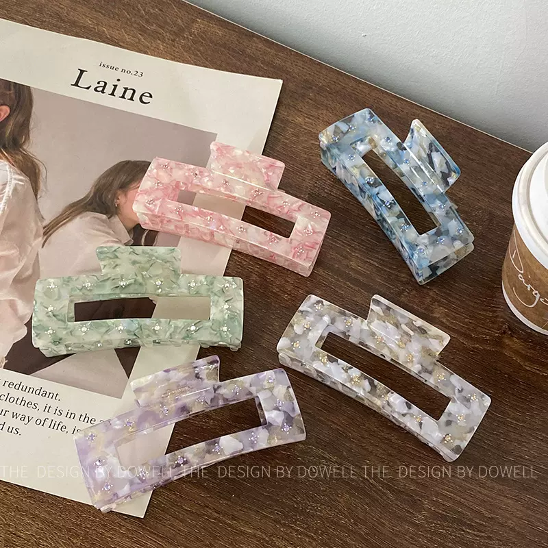 朵薇韩国醋酸百搭方形大小号抓夹简约水钻发饰后脑勺盘发抓夹合计