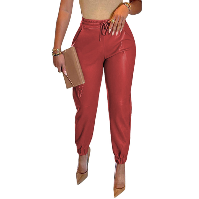 Solid Color Tight Pu Leather Pants NSLZ111469