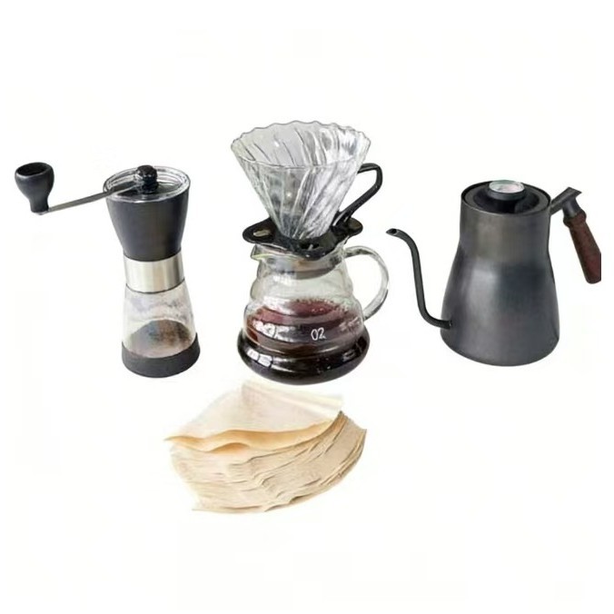 Kit de cafetera de irrigación manual de entrada doméstica portátil al aire libre filtro de café de vidrio