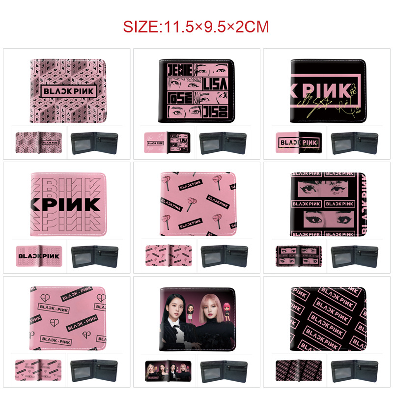 새로운 블랙 핑크 긴 지갑 학생 남여 공용 동전 지갑 컬러 인쇄 지갑 카드 가방