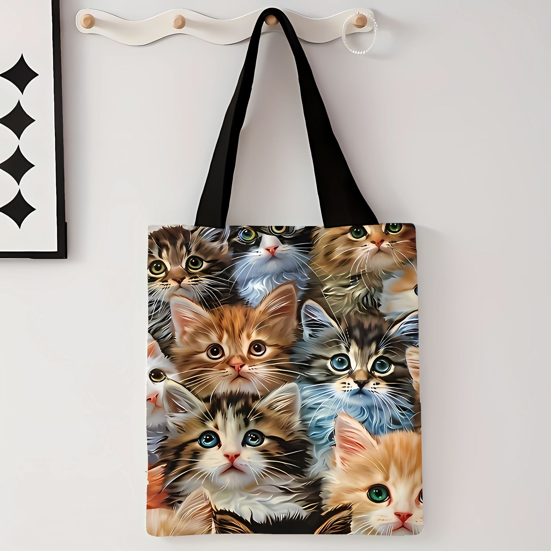 Explosiones transfronterizas adorables gatos bolsas de lona de impresión de gran capacidad para estudiantes de un solo hombro bolsas de lona al por mayor