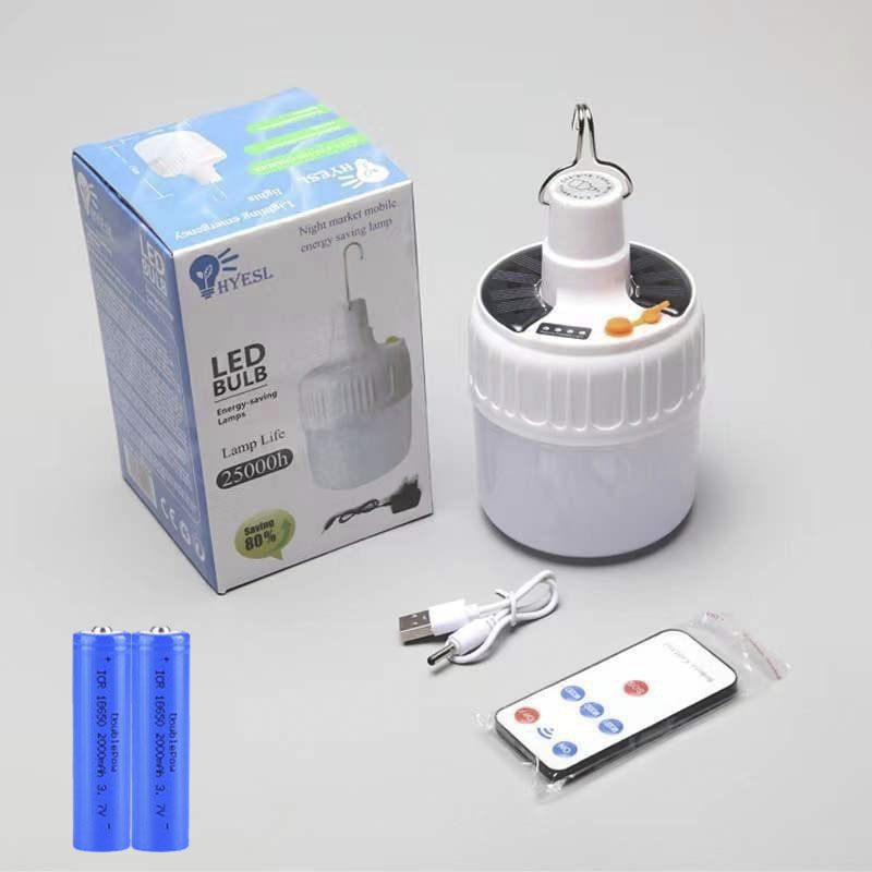 Pequeña venta al por mayor] Bombilla LED de carga solar de doble propósito camping luz puesto luz mercado nocturno puesto de luz bombilla