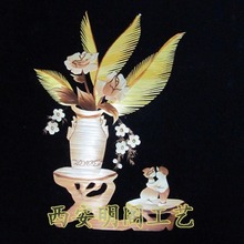 手工艺品新款传统工艺 麦秆画画芯 百年好合