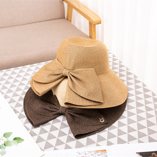 Straw hat women's summer sunscreen hat face-shading sun hat sunshade beach hat large brim sun hat women's large brim hat hat