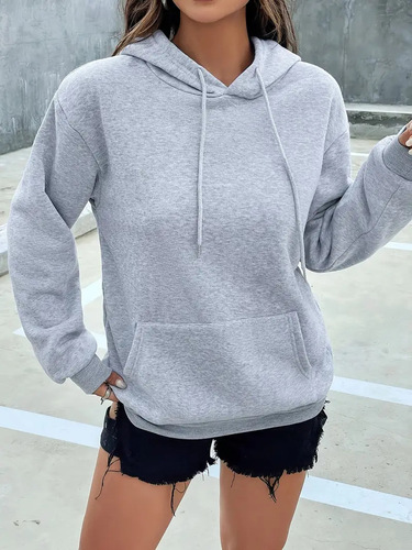 Coat Hoods Sweatshirt Fall/Winter Loose Oversized Plain Long-Sleeve Hooded Top