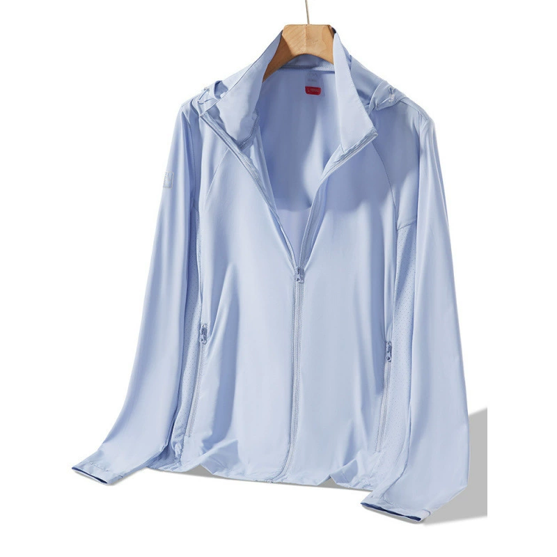 Солнцезащитная одежда из ледяного шелка для мужчин, воротник-стойка, съемный капюшон, солнцезащитная одежда для женщин, одежда из рыболовной кожи, рабочая одежда больших размеров, солнцезащитная рубашка, горячий стиль