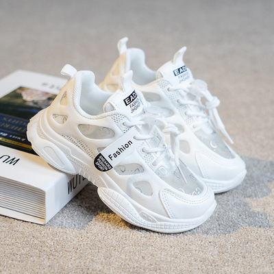 新款2021夏季舒適男女童小白鞋休閑鞋運動透氣童鞋