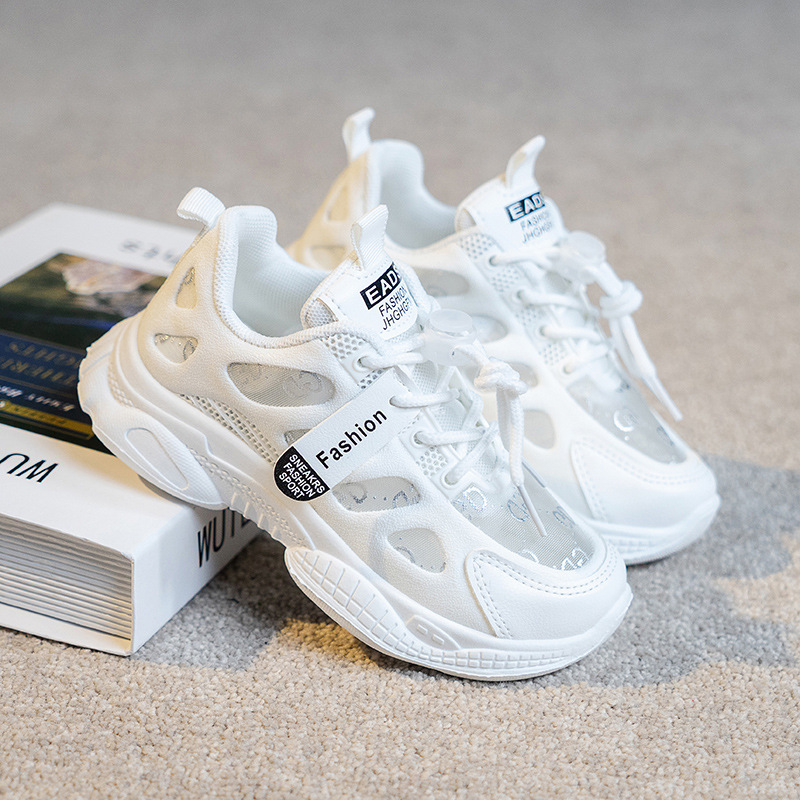 新款2021夏季舒適男女童小白鞋休閑鞋運動透氣童鞋