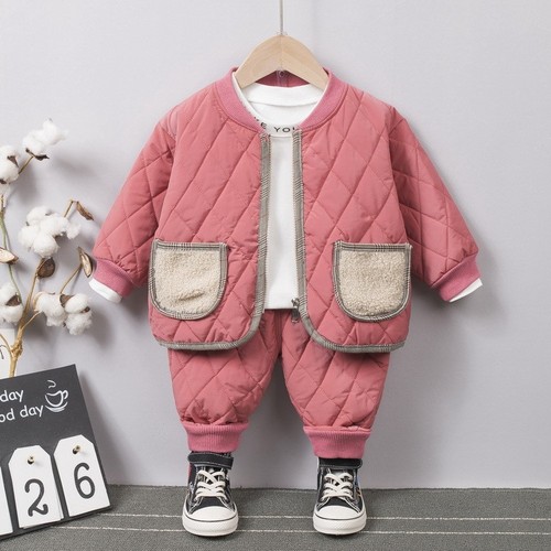 Korean style new winter clothing for boys and girls cotton coat set thickened bottoming cotton clothing 1-4 years old one piece wholesale children's clothing
