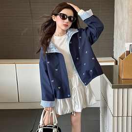 女童冲锋衣秋装2025新款儿童洋气连帽夹克秋季女大童春秋外套上衣