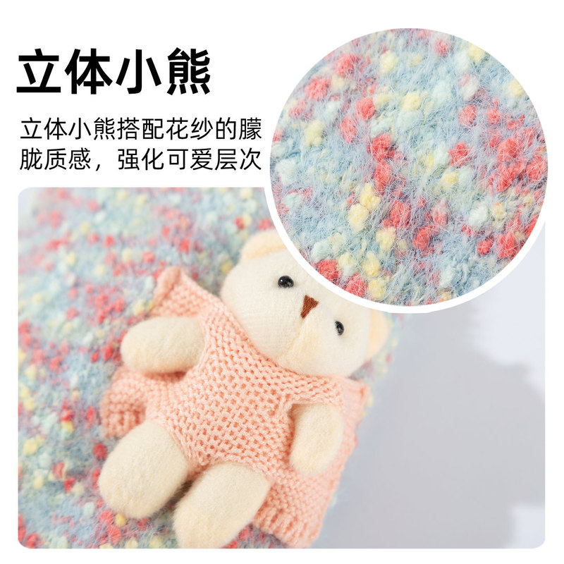 25年新款秋冬季猫咪衣服公主风立体小熊仿貂绒保暖针织衫宠物毛衣|undefined