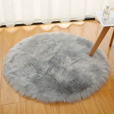 White Plush Round Carpet Living Car Carpet - gray-diameter-30cm