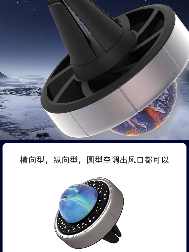 Planet-Shaped Car Air Freshener with Rotating Design for Car Air Vents, High-End Perfume Ornament for Air Conditioning Vents
