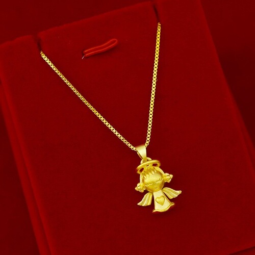 Vietnamese sand gold little angel necklace pendant brass gold-plated frosted fashion love angel lady clavicle chain pendant