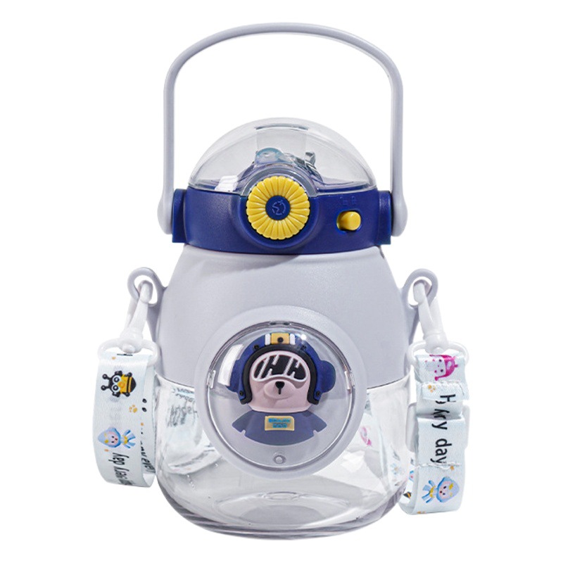 Cápsula muñeca taza de plástico taza grande del vientre taza de paja estudiante de gran capacidad macho y hembra bebé de dibujos animados niños taza de agua