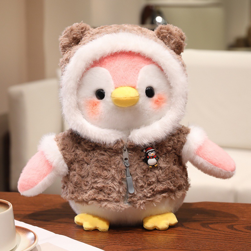 Pingüino de Navidad se transforma en chaqueta de flores del noreste, sombrero de copo de nieve, pingüino pequeño, regalos para chicas en Nochebuena