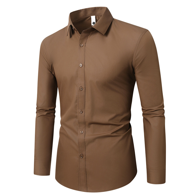 New Coffee Color! Men's Color Shirt Simple Trendyy Long-Sleeved Slim Shirt 228Cs927 New Coffee Color! Men's Color Shirt Simple Trendyy Long-Sleeved Slim Shirt 228Cs927