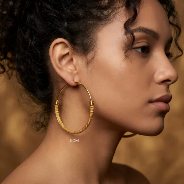 Earrings Brass Jewelry Gold and Silver Two-Tone Rope Pattern Multi-Size Clasp Earrings Large Hoop Earrings Exaggerated Earrings