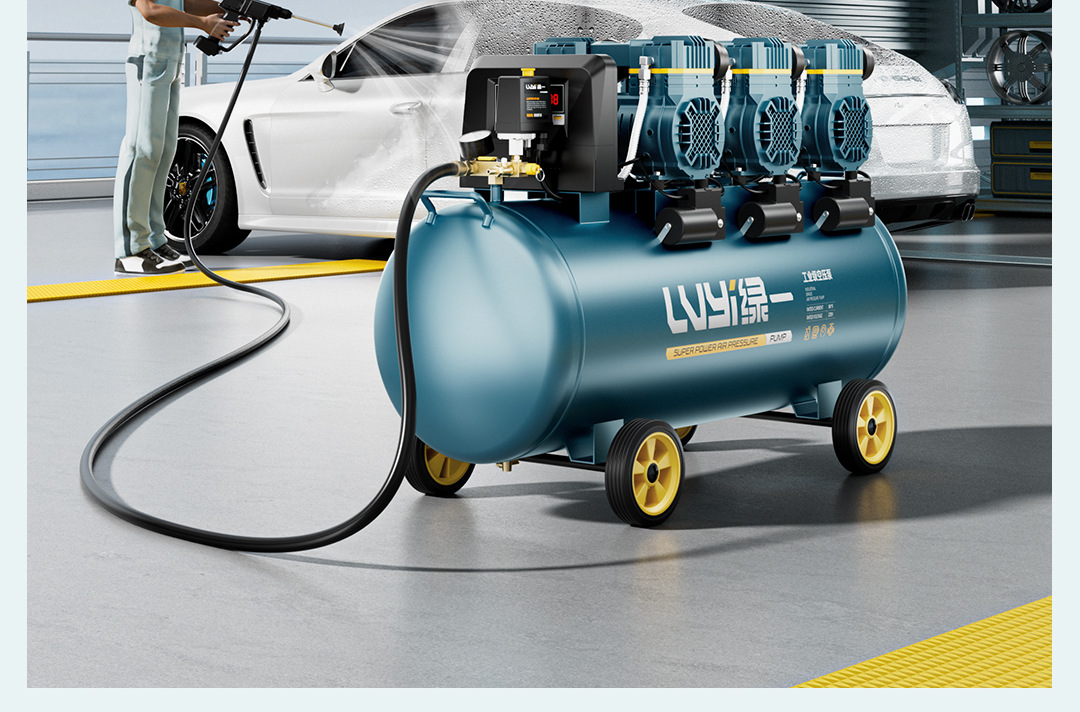 Green Industrial Air Compressor 220V Oil-Free Silent Air Pump High Pressure Air Compressor Portable Woodworking Air Pump