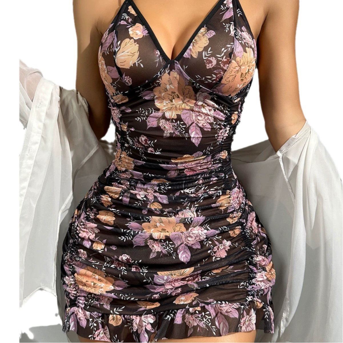 Брендовые slip-dress, европейский стиль, цветочный, открытая спина