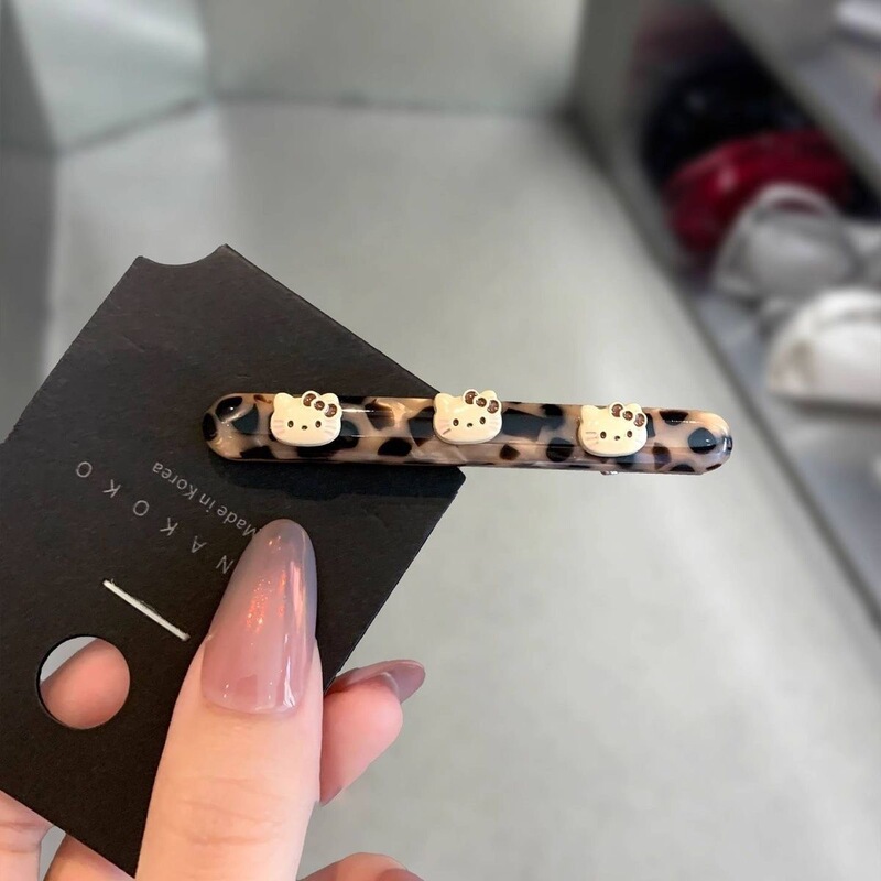 质感仿醋酸kT豹纹发夹鸭嘴夹高级感碎发刘海夹侧边夹发卡发饰品|undefined