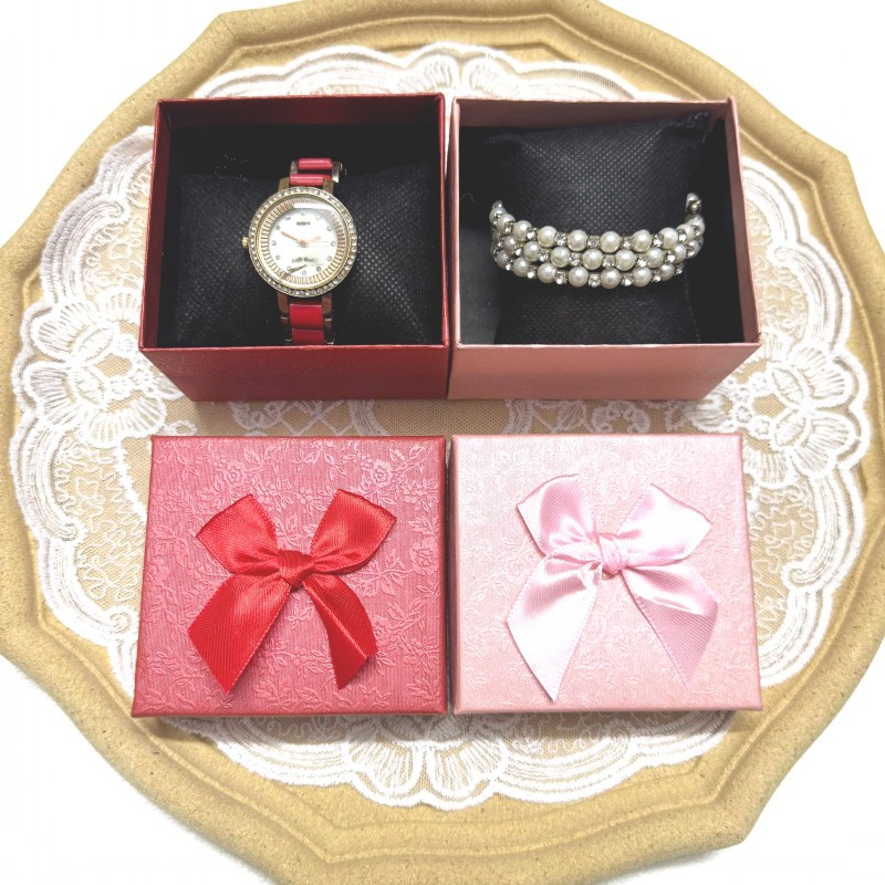 Rose Pattern Ins Style Bow Watch Box Bracelet Bracelet Box Gift Packaging Box Jewelry Box