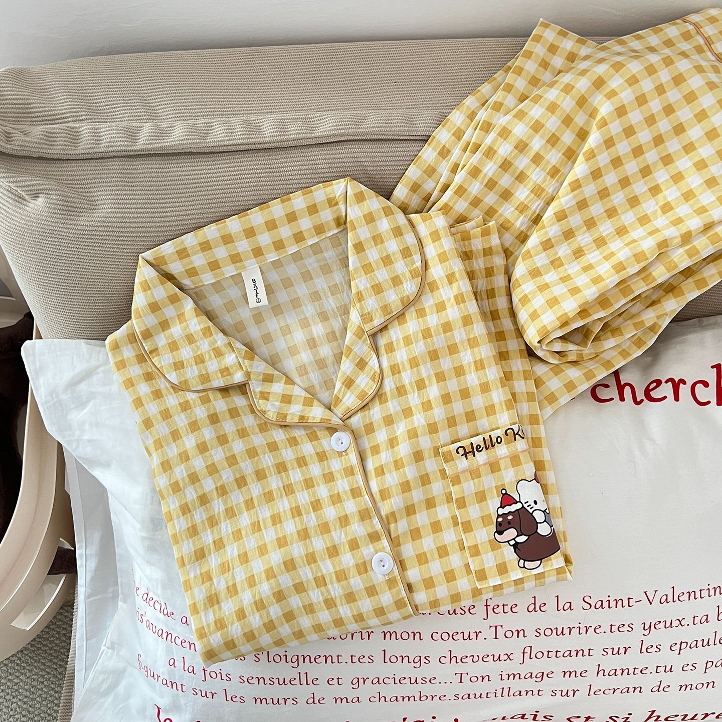 Nuevos pijamas para mujer, primavera y verano, manga larga, nubes, algodón, traje lindo para estudiantes, servicio a domicilio, se puede usar fuera del sudeste asiático transfronterizo