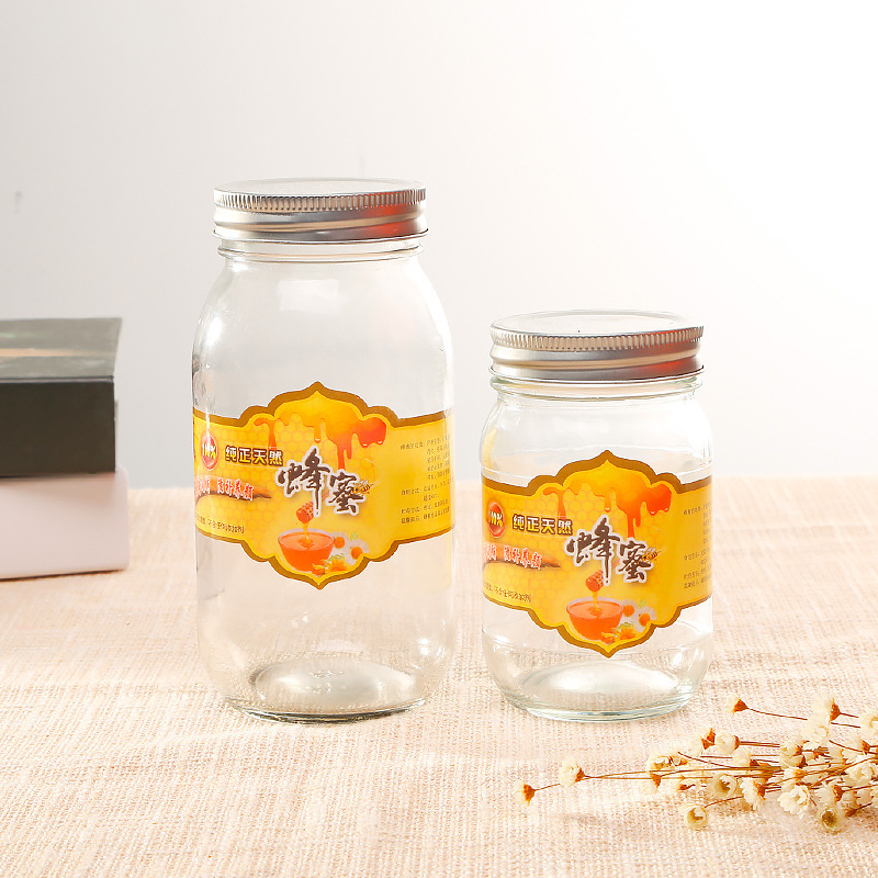 批发蜂蜜瓶透明玻璃瓶无铅高透玻璃瓶加厚不渗漏多尺寸规格密封瓶